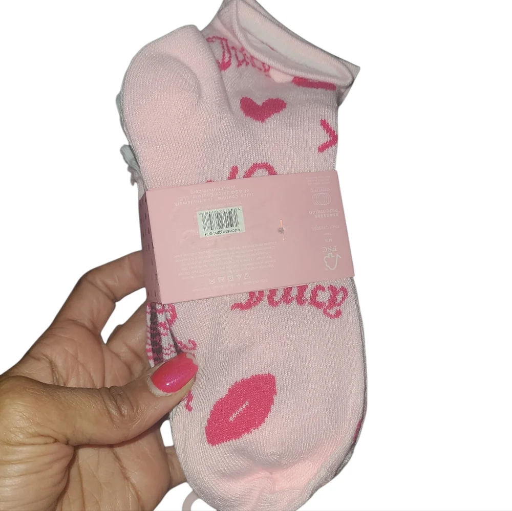 Juicy Couture Black, Pink & White Socks - 8 Pairs
